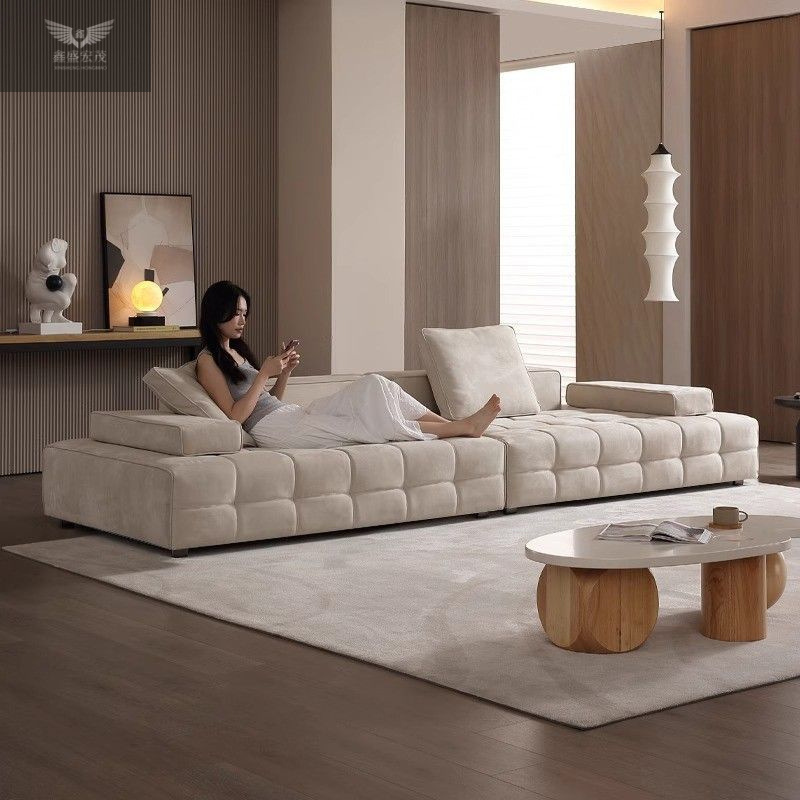Diseño italiano de maestros de telas de Lawrence minimalista módulo de villa gran línea de sala de estar combinación de sofá gato tela de algodón
