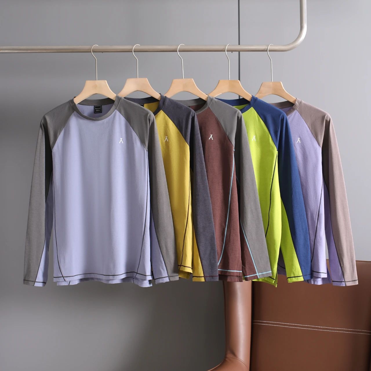 Autumn Couple Style Outdoor Hiking Training Cycling Tops Contrasting Color Stitching Sports Running Bottoming Shirt Long-Sleeved T-Shirt