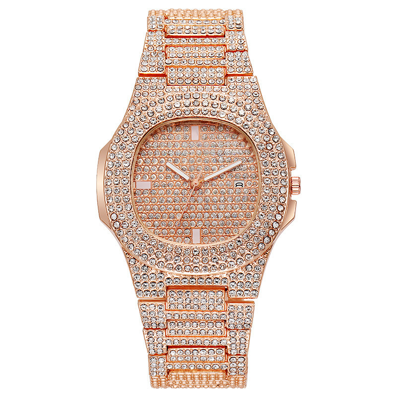 High-Quality Foreign Trade Popular Men's Watch Hip-Hop Rap Watch with Calendar Fashion Steel Band Watch High-Quality Foreign Trade Popular Men's Watch Hip-Hop Rap Watch with Calendar Fashion Steel Band Watch