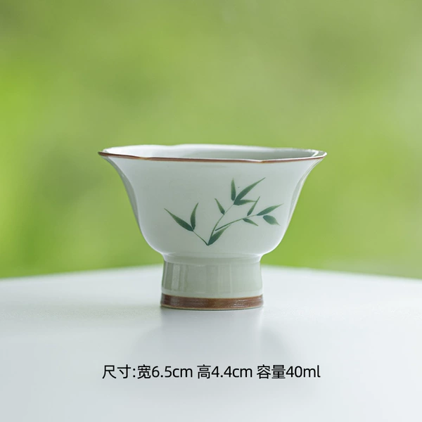 Secret green - green bamboo - high-foot flower mouth cup