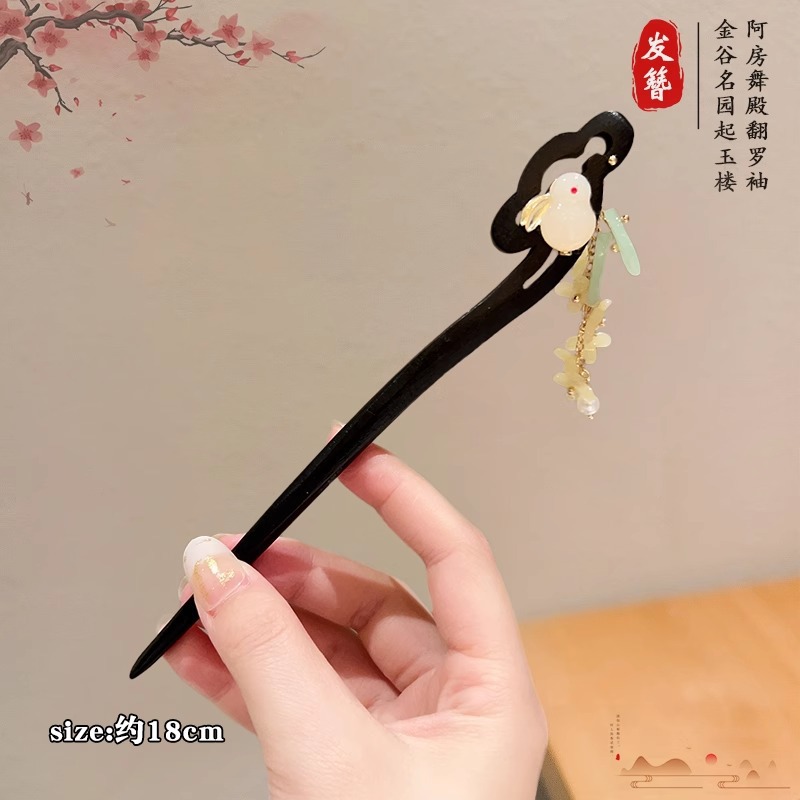 Pinzas de cabello de melocotón para mujeres estilo chino nuevo estilo antiguo acabado pinzas de madera simple y moderno pinzas de cabello de cabello de cabello