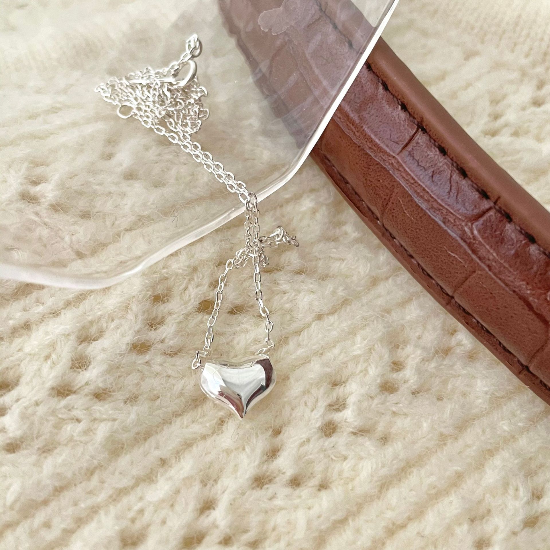 Women'S Gender 925 Sterling Silver Cable Chain Heart Shape Pendant Necklace