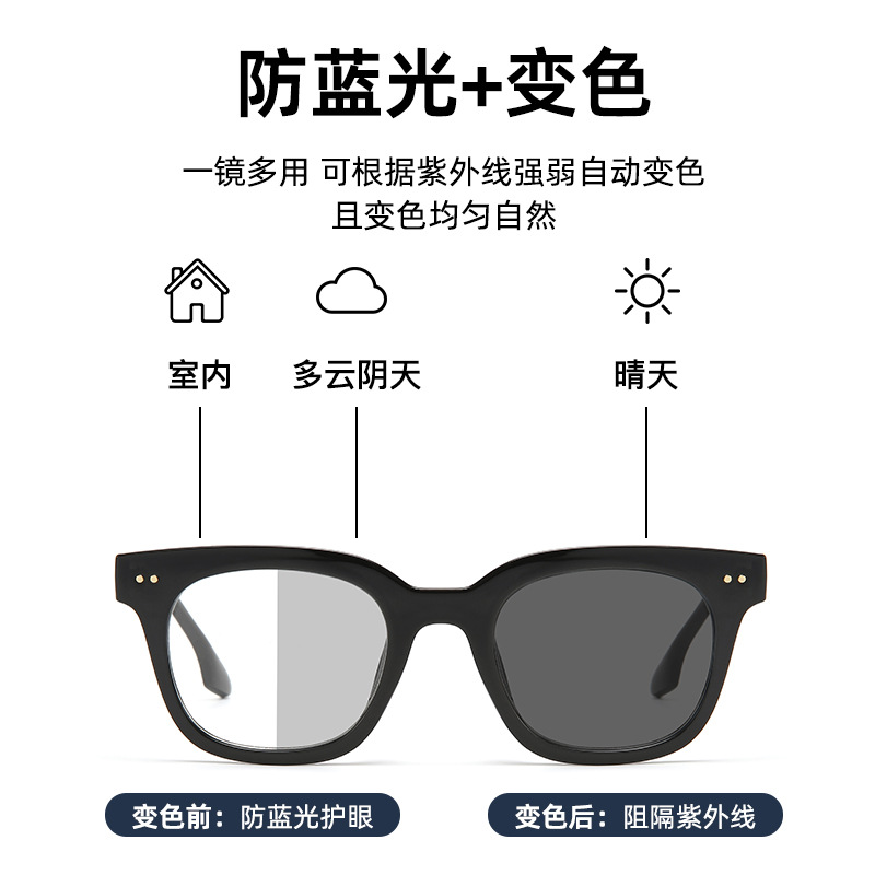 Gafas de marco negro de estilo japonés enmarcan la cara redonda de moda de los hombres marco grande gafas de miopía de luz anti-azul gafas de mujer cuadradas lisas