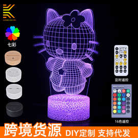 跨境专供卡通猫系列3D台灯LED七彩触摸小夜灯USB创意情人节礼品灯