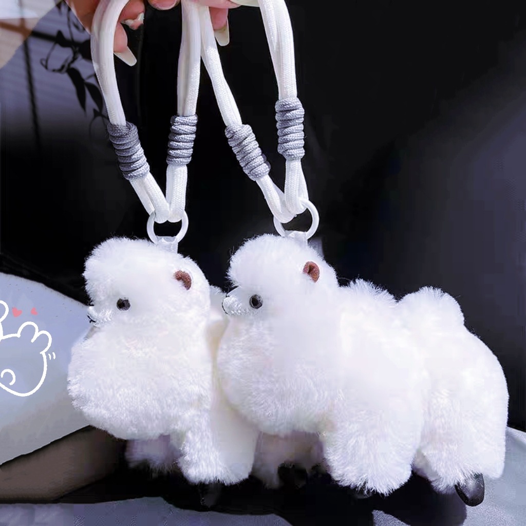 [Cute alpaca] colgante de llavero de automóvil de lana real muñeca de peluche muñeca mochila colgante regalo