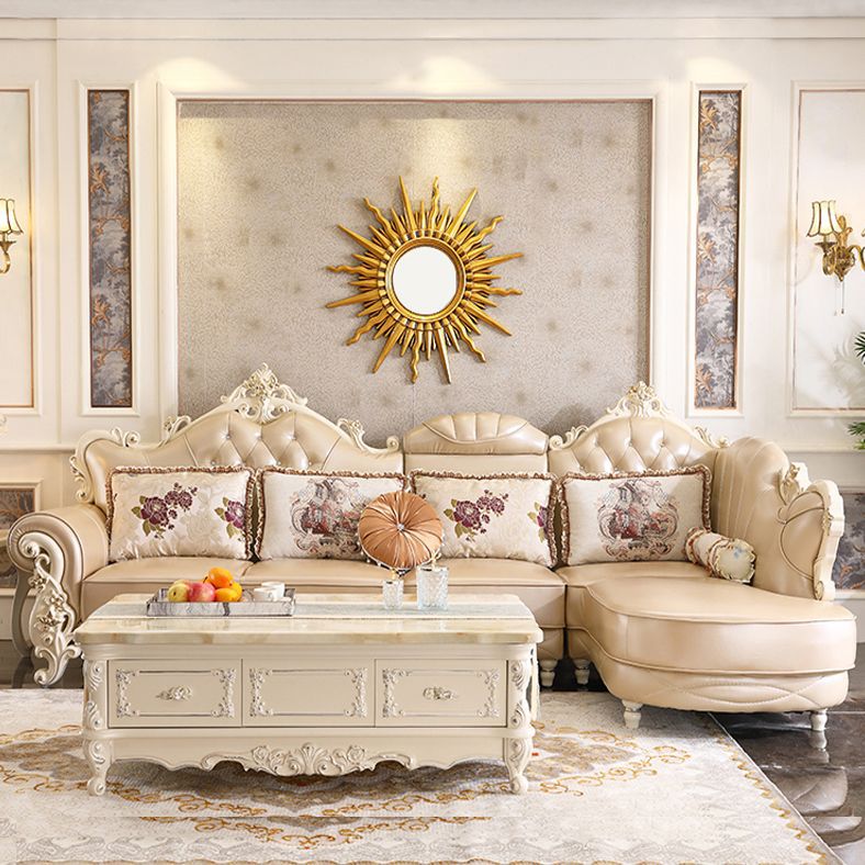 欧式真皮转角沙发客厅奢华大小户型贵妃整装简欧实木套装家具组合