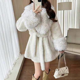 2025冬季新款气质名媛风环保皮草外套女收腰显瘦防狐狸毛毛领大衣