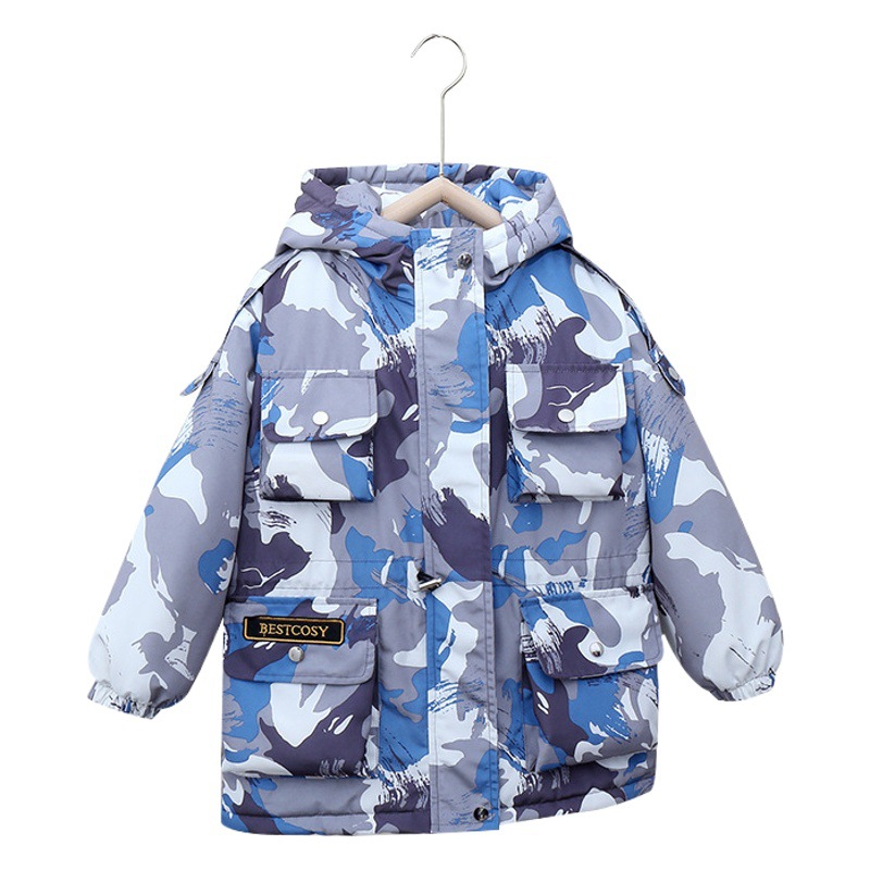 2024 nueva chaqueta acolchada de algodón para niños de camuflaje engrosada chaqueta acolchada de algodón para niños medianos y grandes Chaqueta acolchada de algodón para niños de invierno de una pieza al por mayor