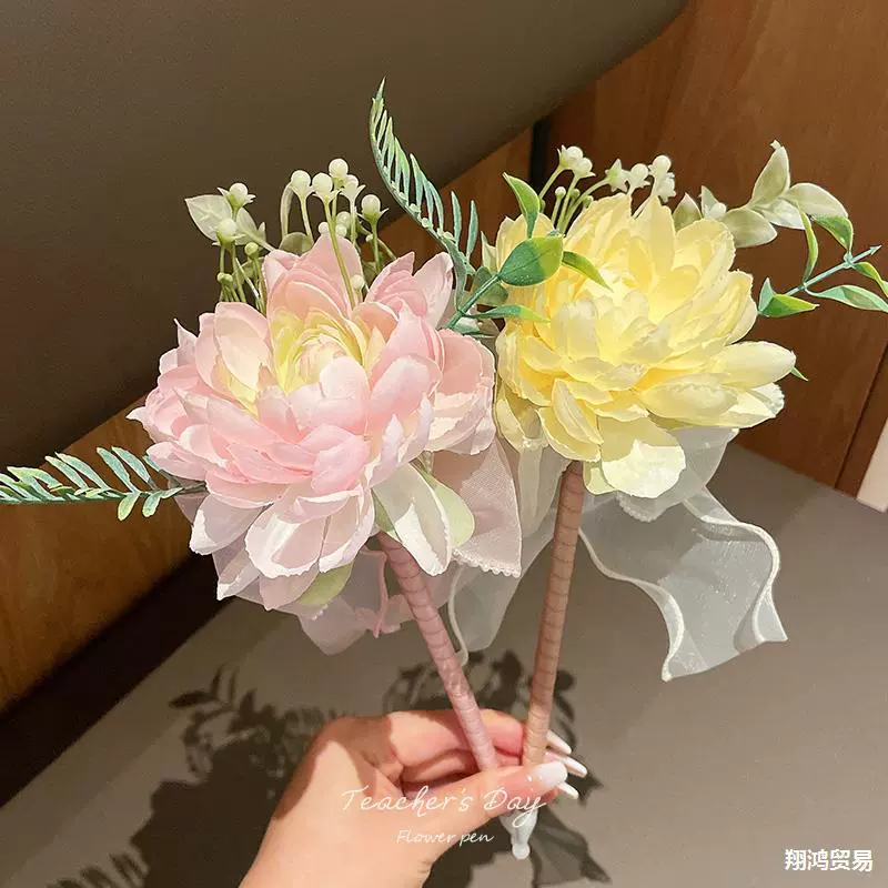 2024 новый стиль цветочная ручка День учителя подарок учительнице креативный подарок букет роз ручка цветы шариковая ручка поздравительная открытка
