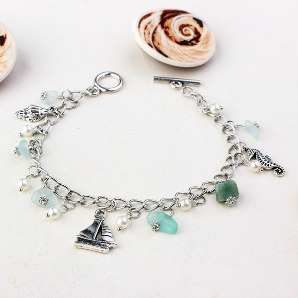 Sapphire ankle bracelet pearl for yoga