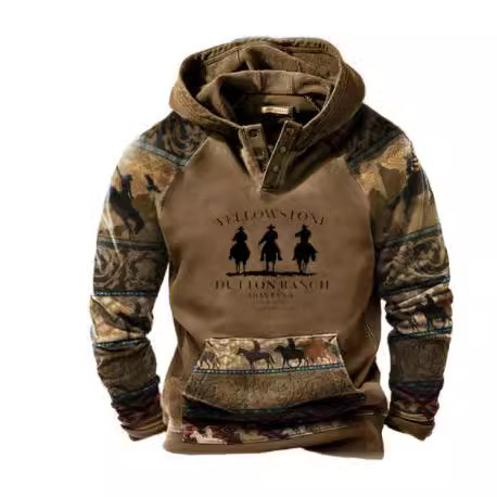 New casual trend hoodie retro 3D men's sweatshirt European and American street wear