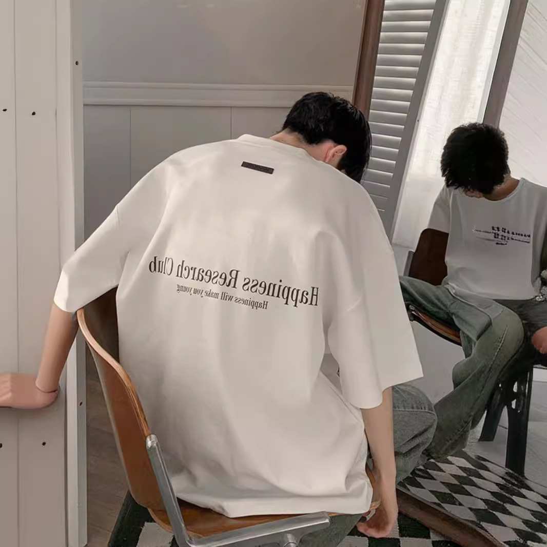 American-style Pure Cotton Cotton Heavy-weight T-shirt Short-sleeved Men's Summer Casual Loose Thin Breathable High Street Vintage Seven-point Sleeve