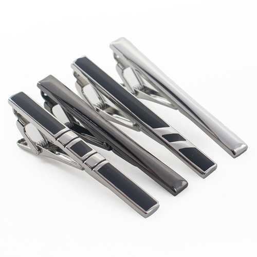 Men's shirt tie clip metal copper material business tie clip set flat head type electroplating collar accessories