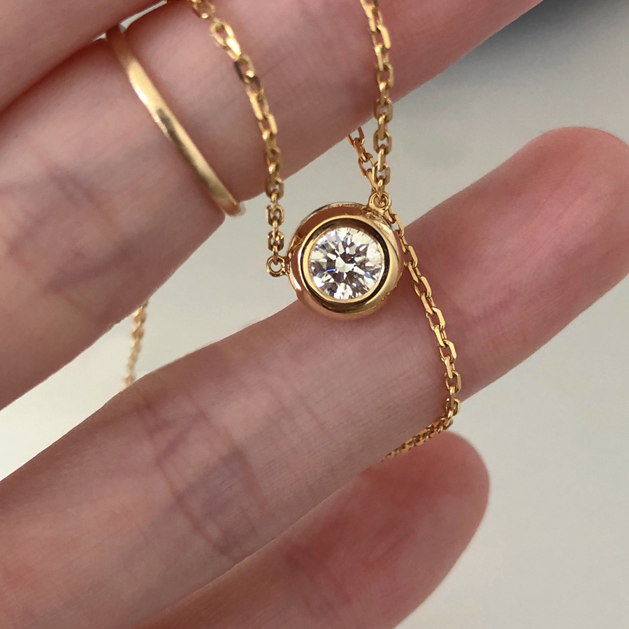 925 Sterling Silver Zircon Cable Chain Geometric Pendant Necklace display picture 1