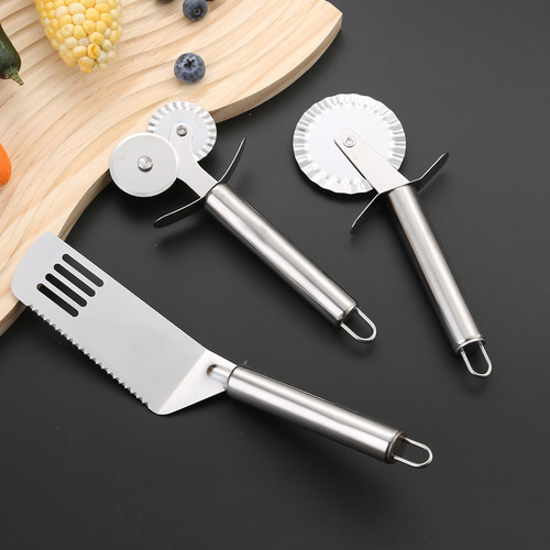 Stainless steel pizza roller blade single wheel pizza cutter thin crust cutter pizza peel cake turner baking tool wholesale