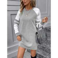 R 35604 Color-block sweatshirt dress ƴ��ײɫ����ȹ�羳