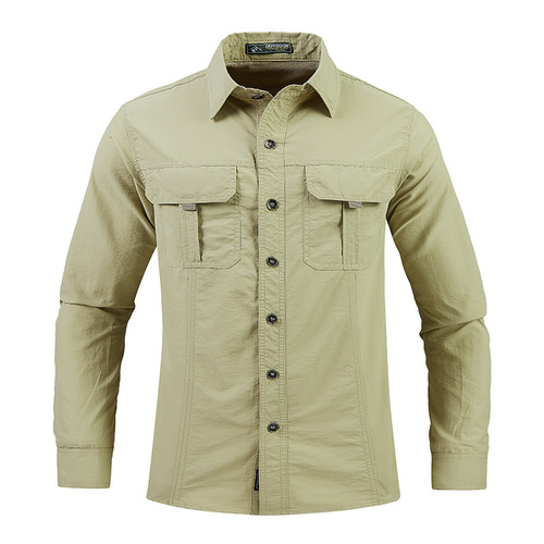 Long-sleeve quick-drying shirt, cool-feeling sun-protective shirt for men, spring and summer outdoor thin men's large size workwear