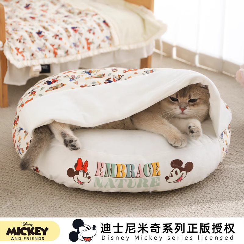 Disney serie Mickey gato nicho Mickey impresión completa bolsa de dormir cojín gatos cerrados mascotas perros nicho cuatro estaciones