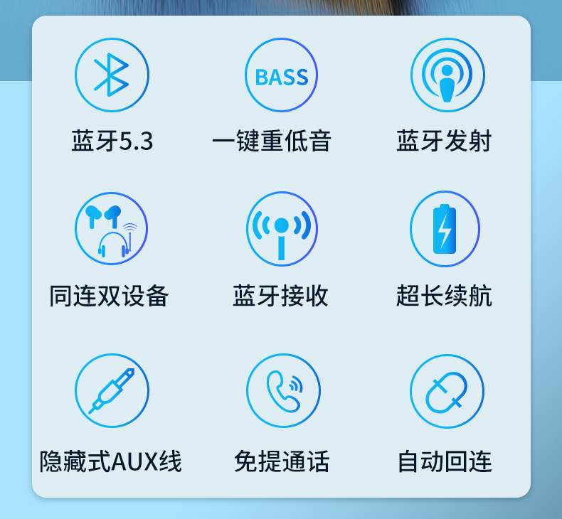 Bluetooth receiver and transmitter with heavy bass, integrated storage cable, BR17 audio transceiver two-in-one adapter