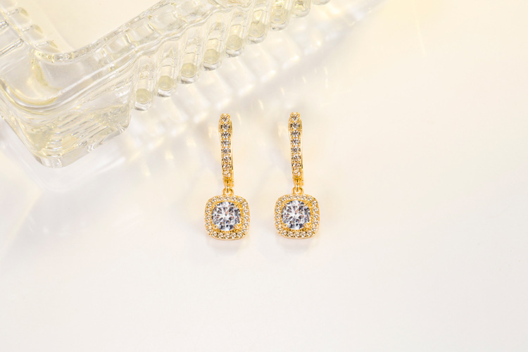 Daily Occasion Fashion Geometric Copper Drop Earrings Inlay Zircon Copper Earrings 1 Pair