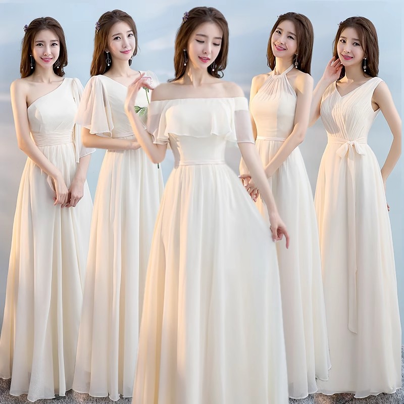 Champagne-Colored Bridesmaid Dresses, Sister Dresses, Long Host Evening Dresses, 2026 New Style Bestie Dresses, Performance Choir Dresses