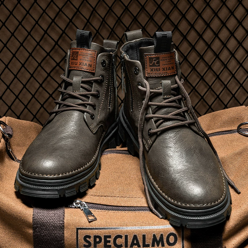 Осенние мужские ботинки удобные высокие ботинки Martin новые ретро-стиль увеличивает толстое дно мотоциклистов мужские ботинки