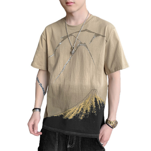 Short-sleeved T-shirt for men  summer trendy casual half-sleeved T-shirt bottoming shirt with printed men's top for men