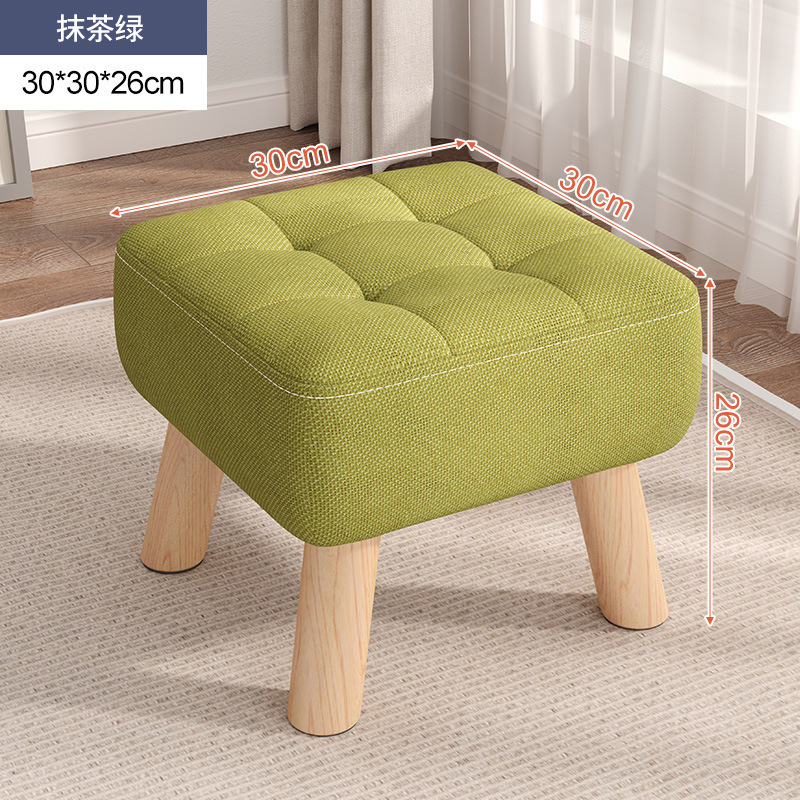 [원목 스툴다리/탈부착 가능한 패브릭 커버] 말차 그린 26cm