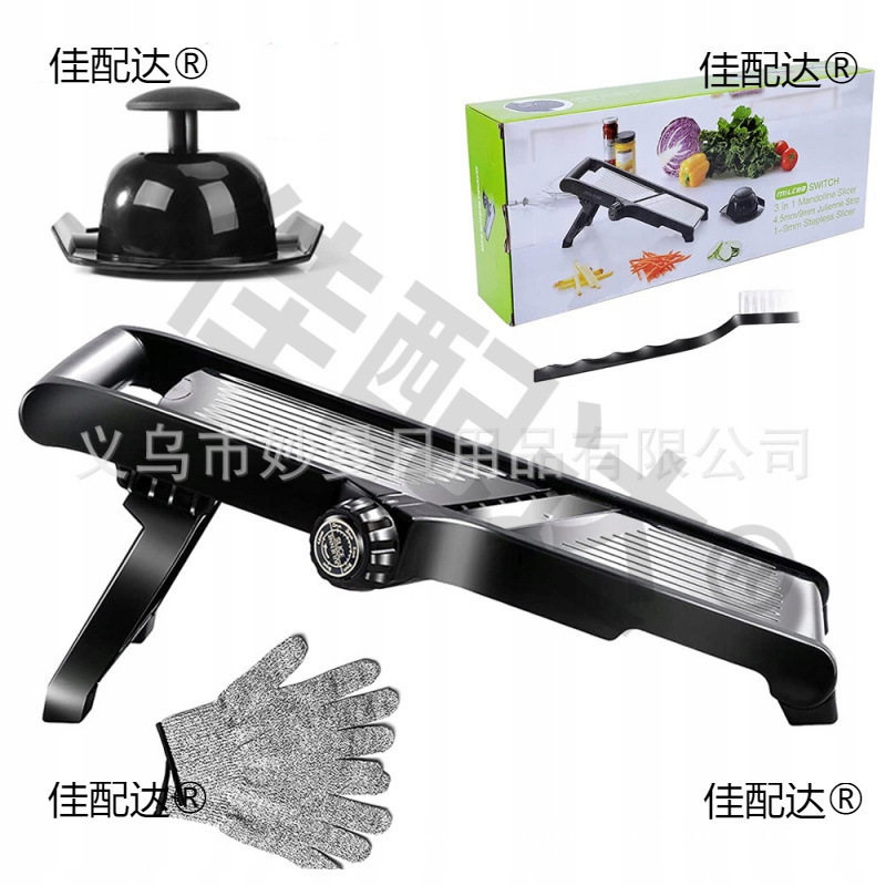 跨境不锈钢多功能切菜器套装曼陀林刨丝器切片器加防割手套垒德株