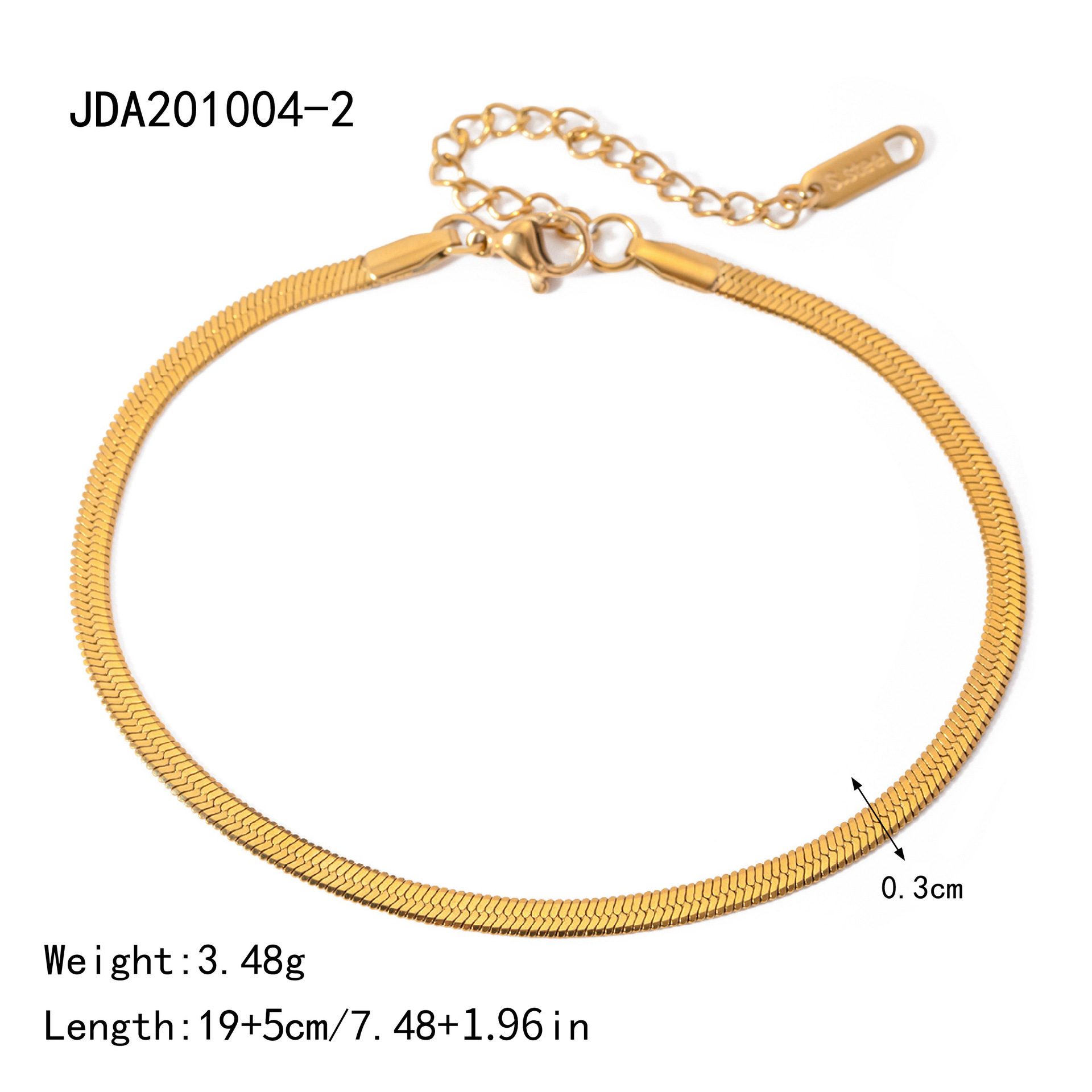 Europa y los Estados Unidos transfronterizos INS estilo clásico refinado simple 18 quilates oro acero inoxidable Cuba 3mm ancho joyería tobillaría al por mayor mujer