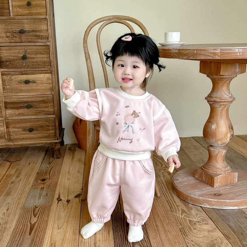 婴幼童衣服秋装卡通可爱长袖分体套装女宝宝春秋季外出洋气两件套|undefined