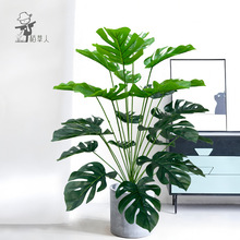 跨境人造花仿真绿植龟背竹高端轻奢北欧风假树装饰仿生植物造景