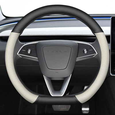 car handle cover, Steering wheel cover - black-and-white-d-38cm
