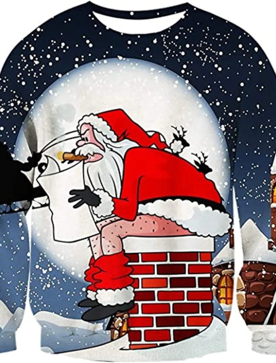 Warm Function Loose Fit Type Wholesale Unisex Polyester Christmas Santa Claus Long Sleeve Printing Hoodies & Sweatshirts