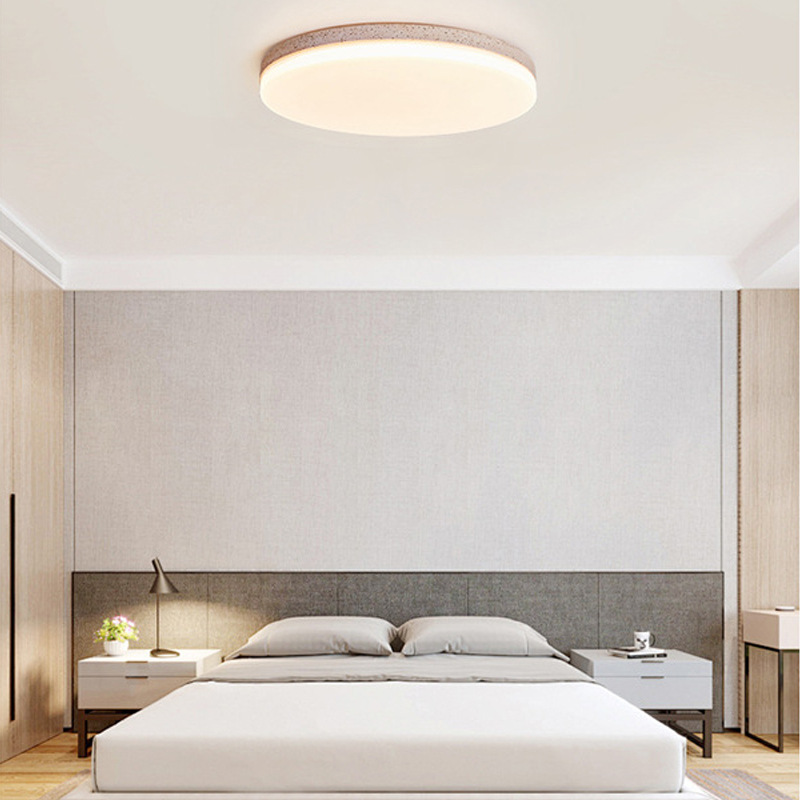 Cream-colored LED ceiling light for bedroom, creative full-spectrum Japanese wabi-sabi style, suitable for master bedroom, study, balcony, and hallway.