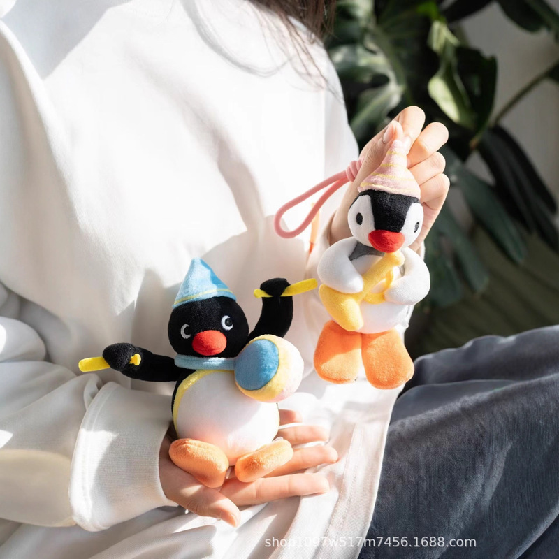Authentic Pingu Penguin Family Snow Orchestra Pendant Plush Toy Doll Girl's Bag Keychain Ornament