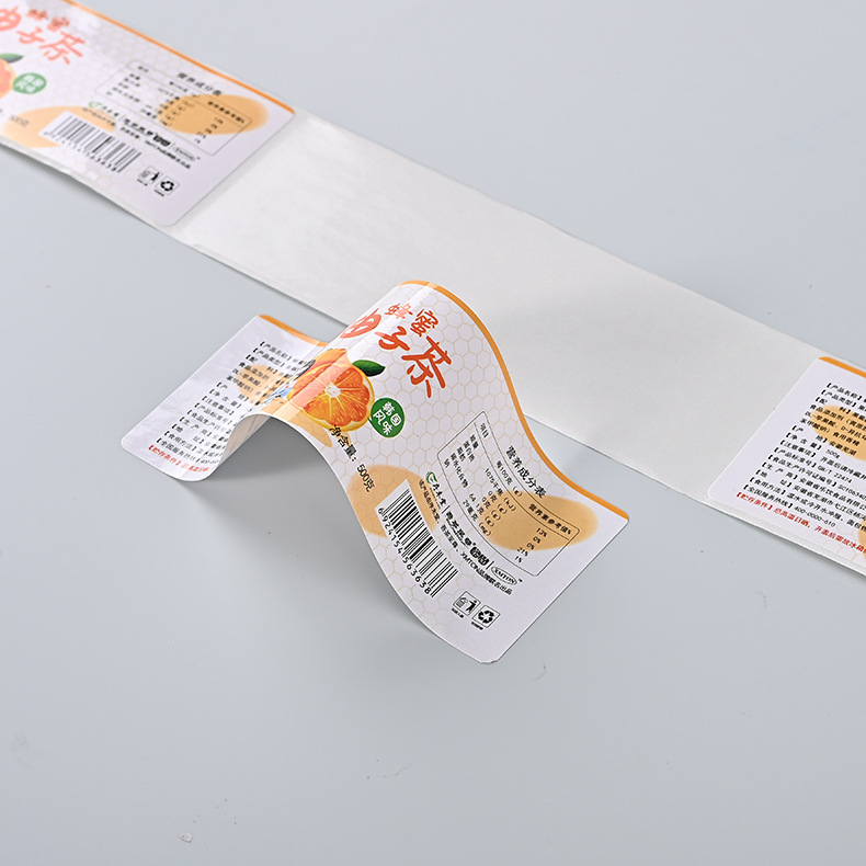 不干胶食品标签定制铜版纸蜂蜜柚子茶商品说明亮膜不干胶贴纸定做