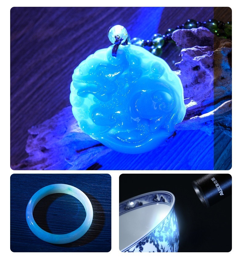 Oaks Purple Light Lamp for Identification, Ultraviolet Flashlight 365Nm for Jade Identification, Money Detection Pen, Fluorescent Uv Lamp