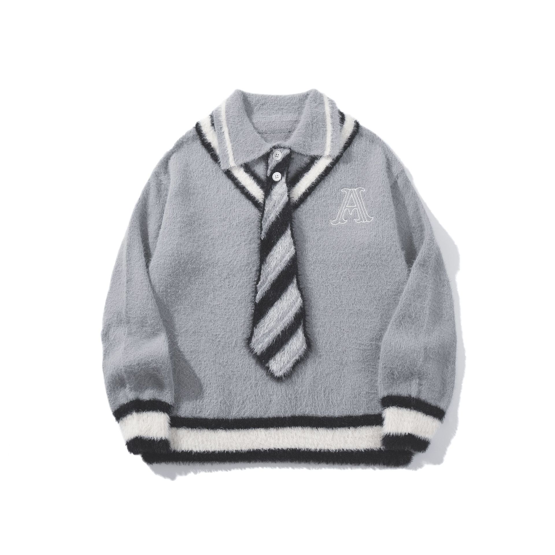 YWFG mujer americana retro estilo universitario otoño 2024 pareja superior versátil cuello redondo manga larga suéter de punto