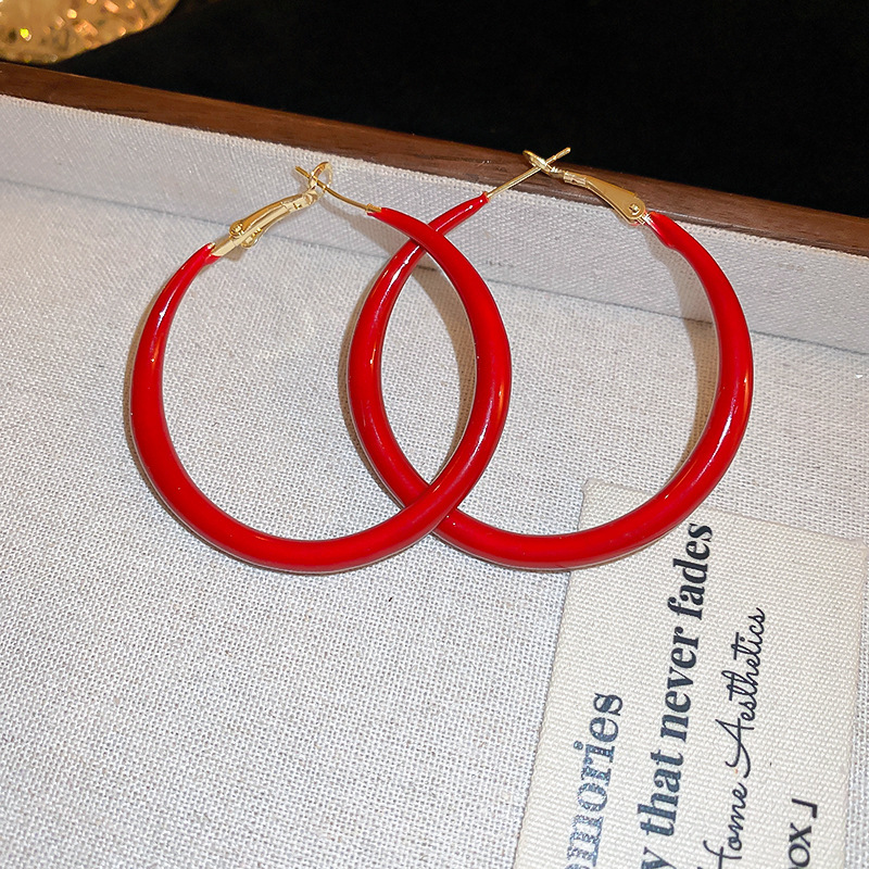 Pendientes geométricos con anillo de metal con aguja de plata, diseño minimalista de nicho, orejas de todo fósforo, pendientes de viaje de viento frío europeo y americano, mujeres