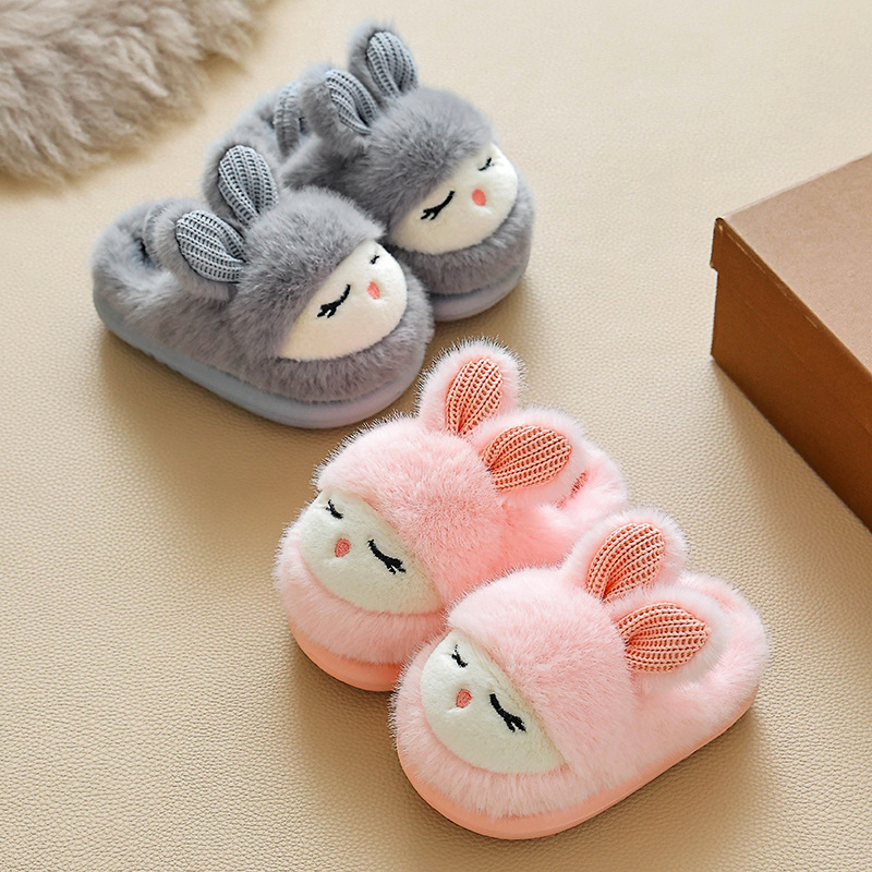 Baby Cotton Slippers, Kidsren's Cute Cartoon Family Shoes, Indoor Warm Home, Toddler Non-Slip Kidsren's Cotton Shoes, Autumn and Winter