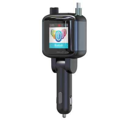 Car-mounted color display screen Bluetooth FM transmitter hands-free calling PD65W fast charging charger MP3 player