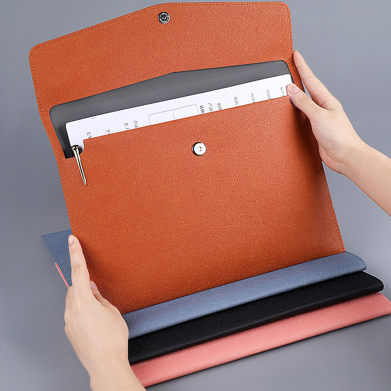 A4 Information File Package Business Office File Bag Document Bag Imitation Leather Magnetic Buckle Waterproof