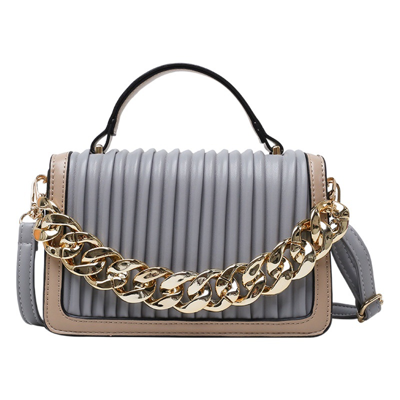 Bolso de mujer 2024, nuevo estilo coreano, bolso bandolera plisado de moda, bolso de hombro con estilo occidental, pequeño bolso cuadrado de cadena a la moda