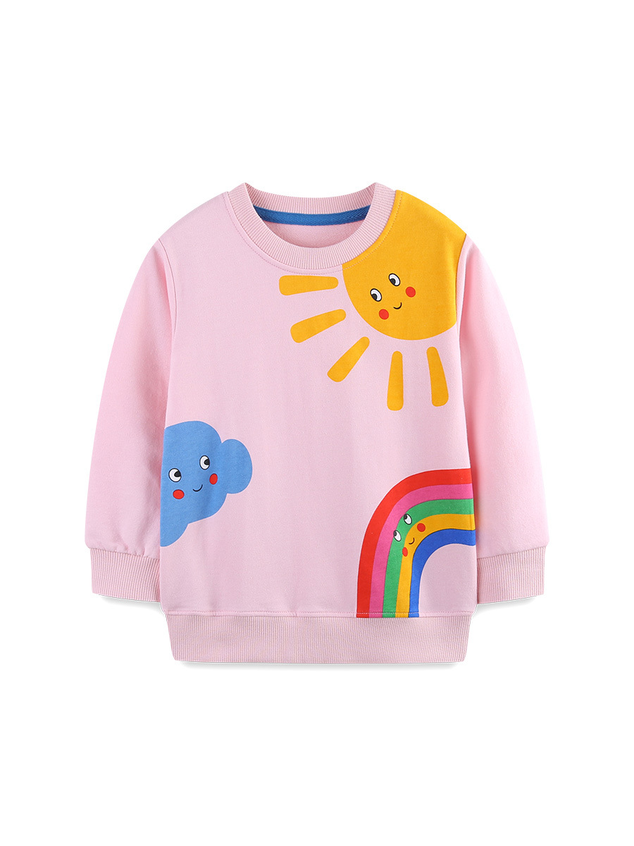 26 nuevo otoño niñas camisetas de estilo europeo y americano camisetas infantiles de algodón de punto impresión arco iris camisetas infantiles