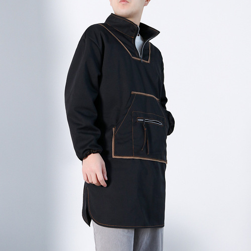 Apron with sleeves for home use, for women to cook and wash dishes, protective clothing for men, canvas workwear, long sleeves, logo printed