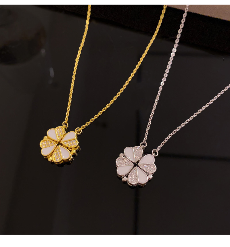 Fashion Flower Titanium Steel Plating Zircon Pendant Necklace 1 Piece