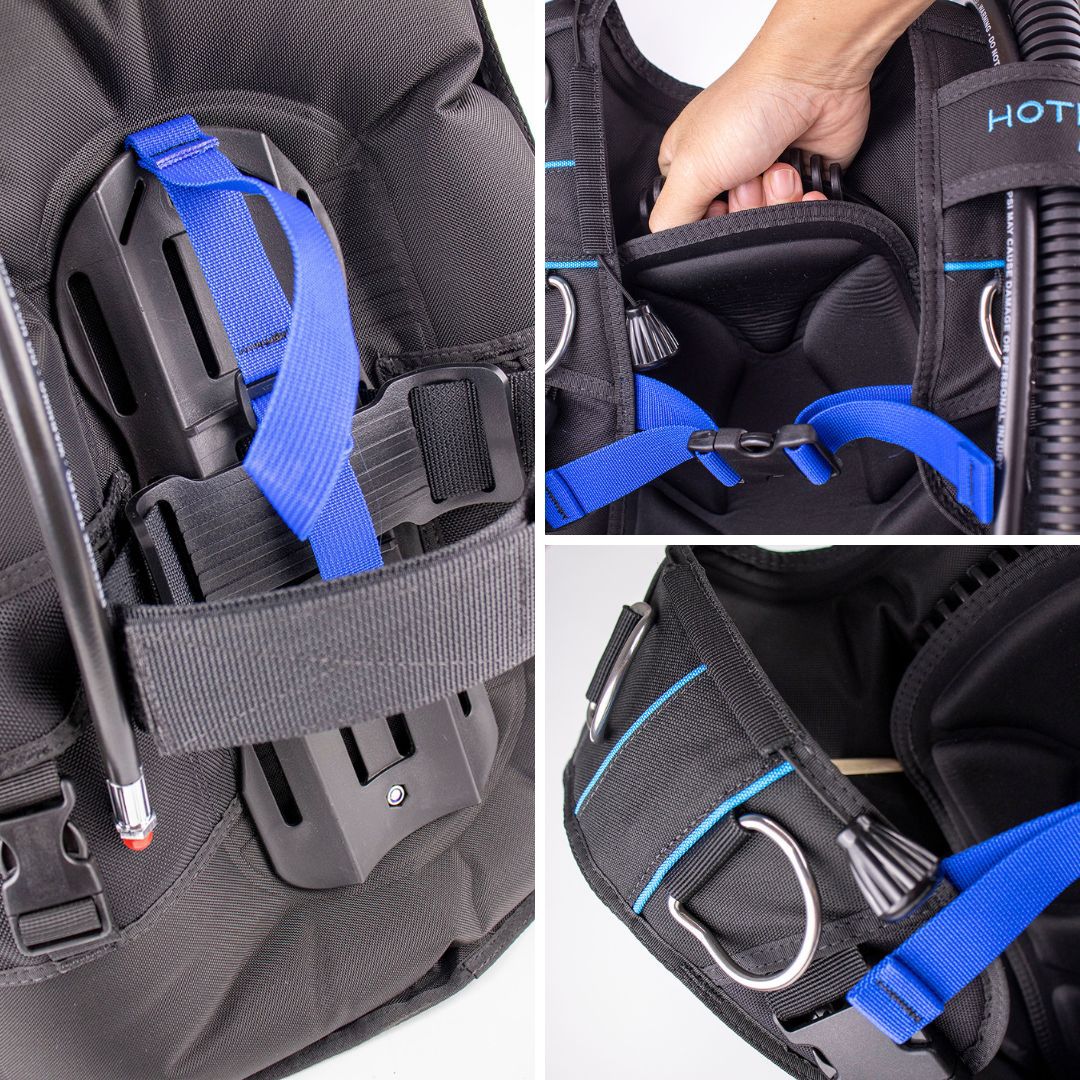 Fast release diving bcd con zipper pocket buoyancy vest