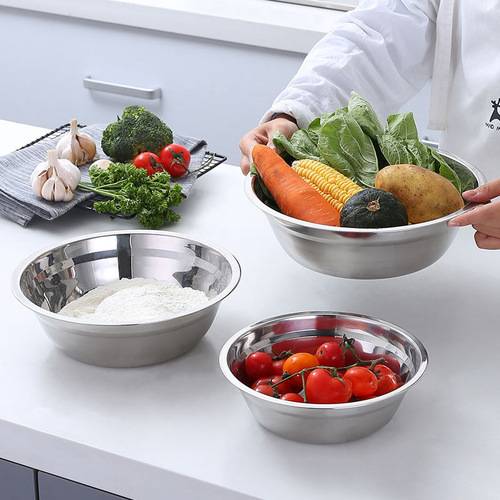 Stainless steel thickened soup pot for kitchen home use, suitable for washing vegetables, beating eggs, kneading dough, and multi-purpose soup pot for canteens and hotels