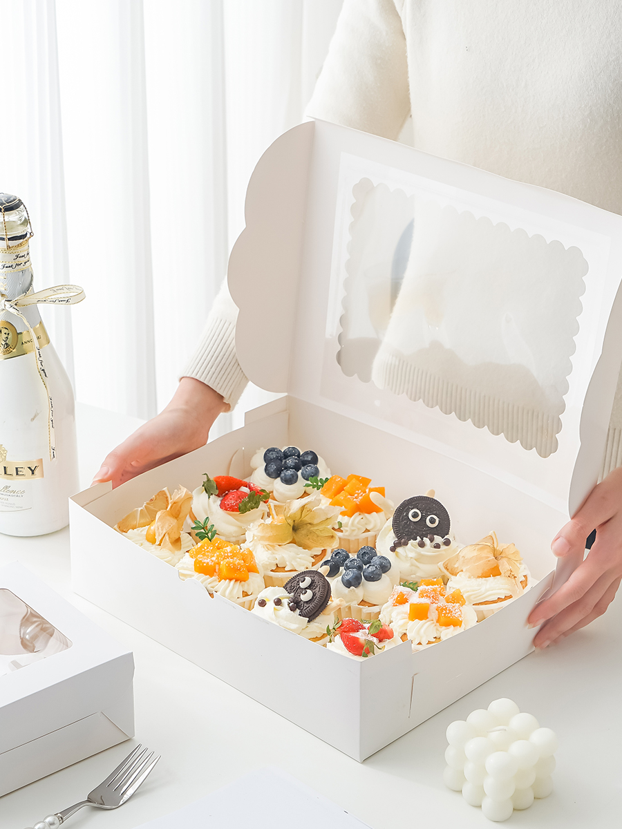 Caja de embalaje de cupcake, taza horneada, postre, muffin, ventana abierta transparente, 2 / 4 / 6 / 12, caja de embalaje